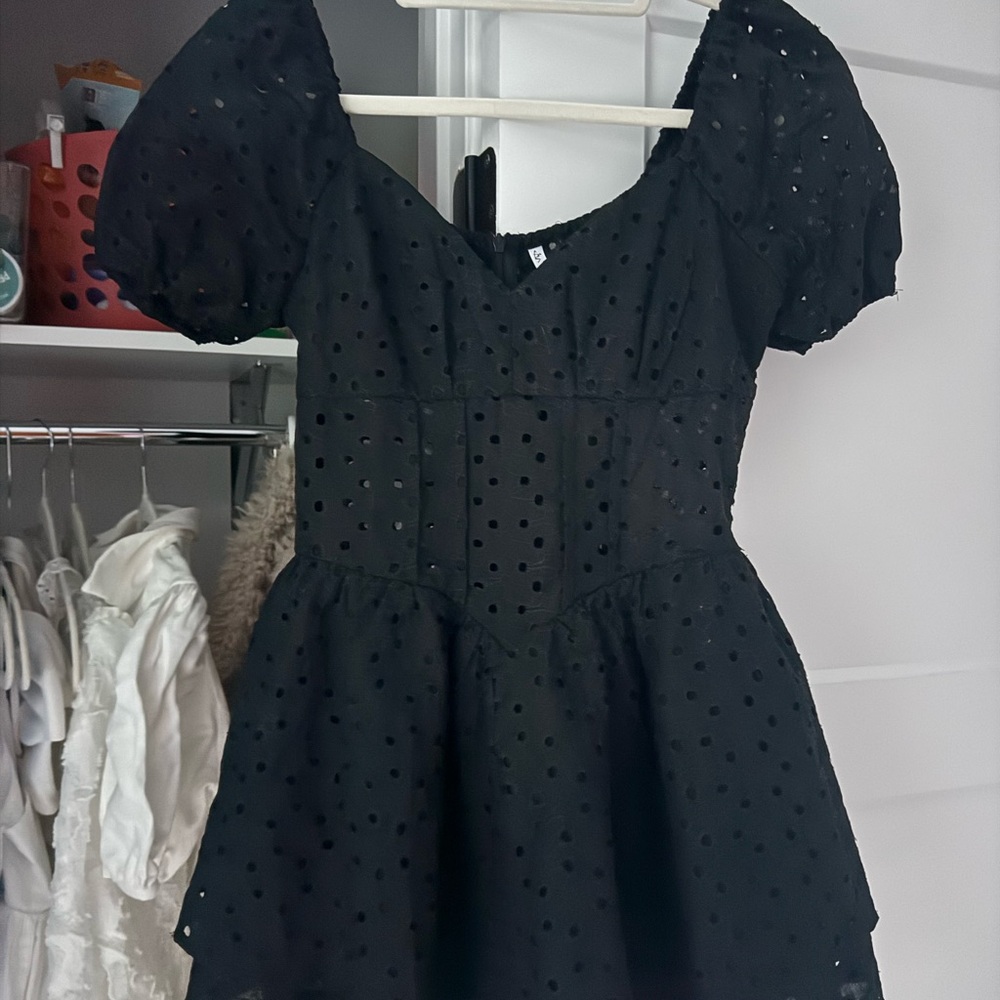 Elegant Black Lace Mini Dress